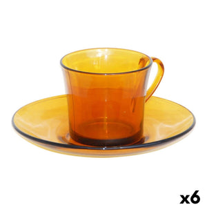 Cup with Plate Duralex 9006DS12A0111 Amber 180 ml (6 Pieces) (6 Units)