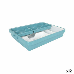 Cutlery Organiser Tontarelli Mixy Turquoise 31,7 x 41,8 x 7,7 cm Extendable (12 Units)