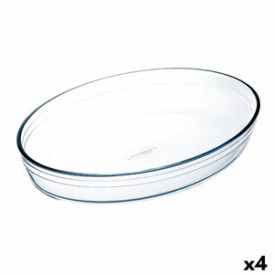 Oven Dish Ô Cuisine Ocuisine Vidrio Transparent Glass Oval 40 x 28 x 7 cm (4 Units)