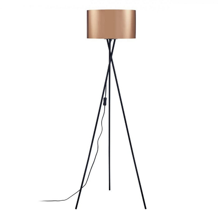 Floor Lamp Tripod 140 cm Ø 34 cm Chromed Metal Copper PVC