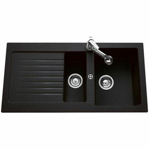 Sink with Two Basins and Drainer Ewi   100 x 50 cm