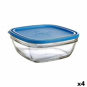 Square Lunch Box with Lid Duralex FreshBox Blue 3 L 23 x 23 x 9 cm (4 Units)