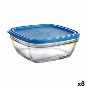 Square Lunch Box with Lid Duralex FreshBox Blue 2 L 20 x 20 x 8 cm (8 Units)