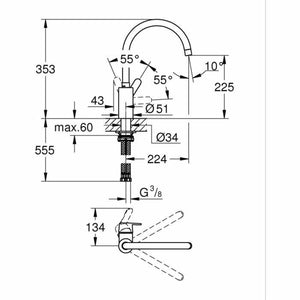 Kitchen Tap Grohe Get - 31494001 C-shaped Metal