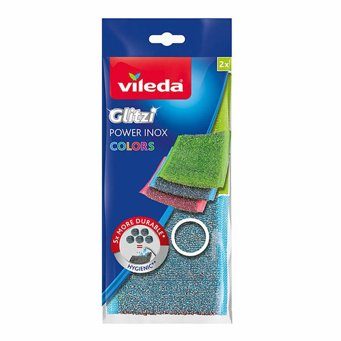 Scourer Vileda glitzi Stainless steel Assorted colours (Eliminates stubborn and ingrained stains) (2 Units) (2 Pieces)