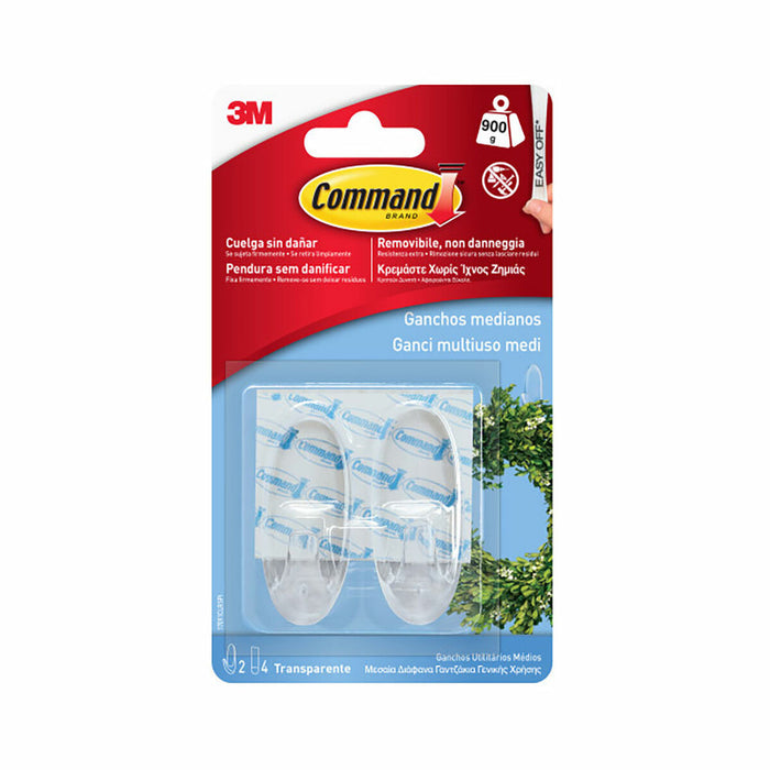 Hook for hanging up 3M 900 g Transparent Plastic (2 Units)