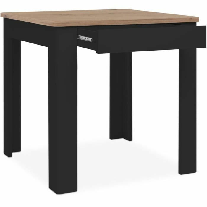 Dining Table Oslo Black 80 x 77 x 80 cm Oak