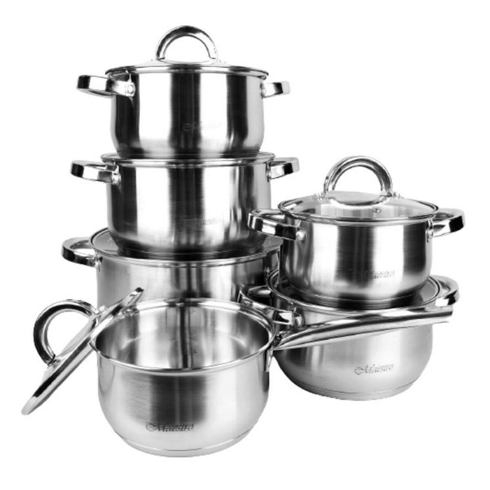 Cookware Feel Maestro MR-2120 Silver Steel 12 Pieces