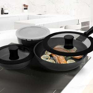 Set of Frying Pans Feel Maestro MR-4800-7 Black Silicone Aluminium Ø 18 cm Ø 26 cm