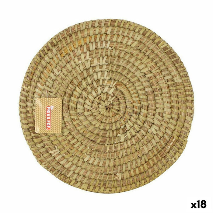 Table Mat Privilege Korne Brown wicker Ø 30 cm (18 Units)