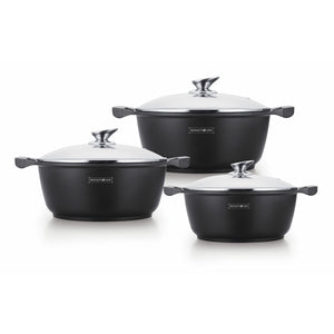 Pot with Glass Lid Royalty Line RL-BS1006 Black 6 Pieces