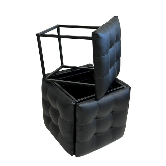 Set of stools GO GIFT Transformer Black Leather Steel 50 x 50 x 50 cm Pouffe 5-in-1 5 Units
