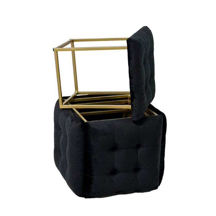 Set of stools GO GIFT Transformer Black Velvet Steel 50 x 50 x 50 cm Pouffe 5-in-1 5 Units