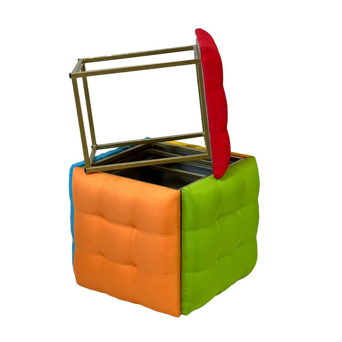 Set of stools GO GIFT Transformer Multicolour Leather Steel 50 x 50 x 50 cm Pouffe 5-in-1 5 Units