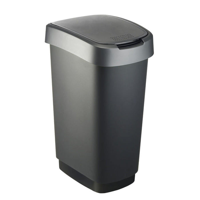 Recycling Waste Bin Rotho Twist Silver Silver Plastic 50 L