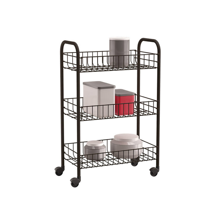 Kitchen Trolley Metaltex Siena Black 3 Shelves Cable (63 x 41 x 23 cm)