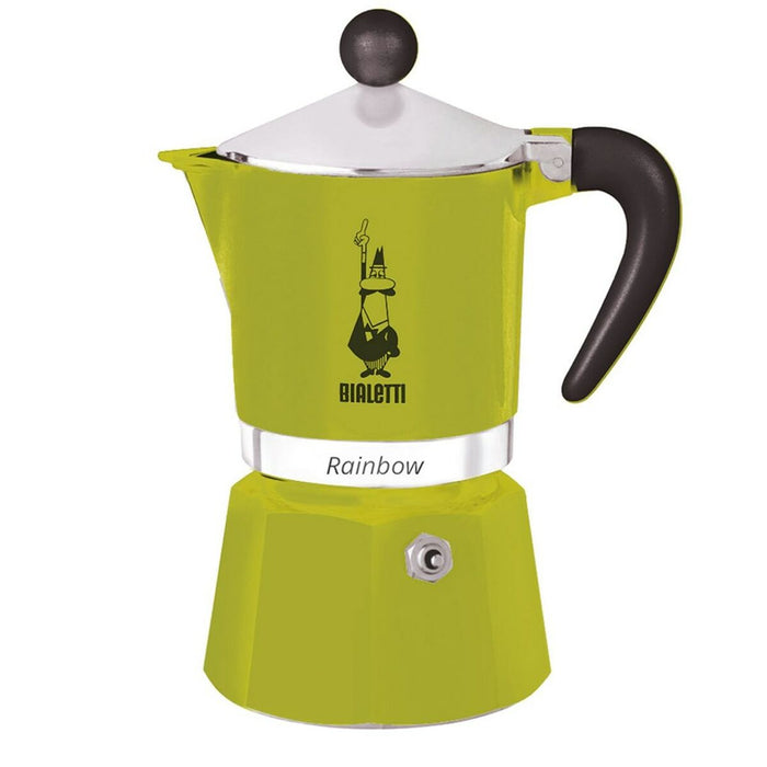 Italian Coffee Pot Bialetti Rainbow Green Metal Aluminium Thermoplastic 270 ml