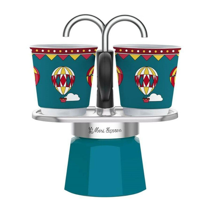 Italian Coffee Pot Bialetti Mini Express Winter Wonderland Turquoise Aluminium 2 Cups 0,9 l