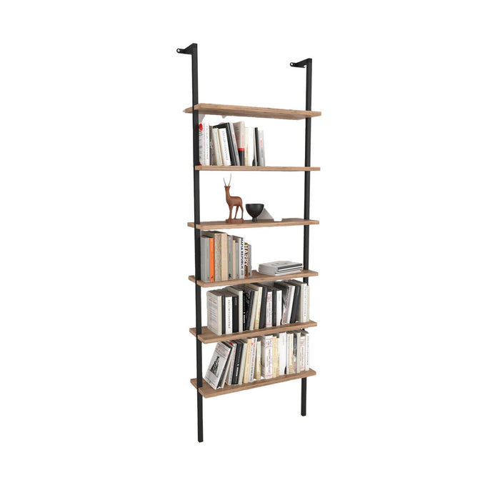 Bookshop Alexandra House Living Black Oak Metal Wood MDP 60 x 181 x 20 cm Staircase industrial 6 Shelves