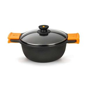 Casserole with glass lid BRA A270328 5,7 L (Ø 28 cm) Black Metal Aluminium Cast aluminium Ø 28 cm Aluminio