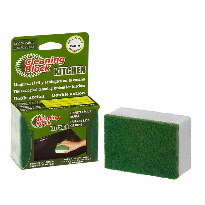 Scourer Cleaning Block Green Glass (10 x 7 x 4,5 cm)