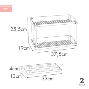 Kitchen Cupboard Organiser Max Home White 2 Shelves 2 Units 37,5 x 25,5 x 19 cm