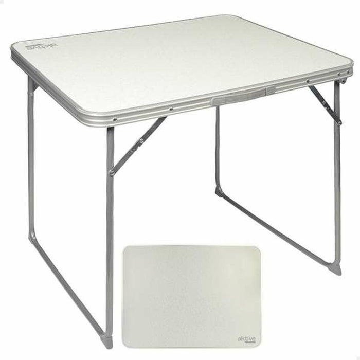 Folding Table Aktive White Steel MDF Wood 80 x 60 x 70 cm