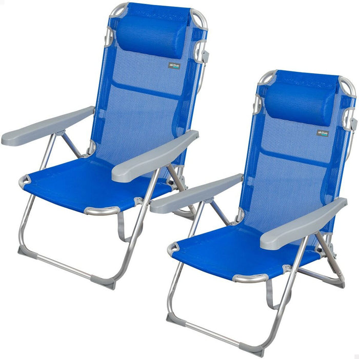 Folding Chair Aktive Blue 48 x 90 x 60 cm 2 Units