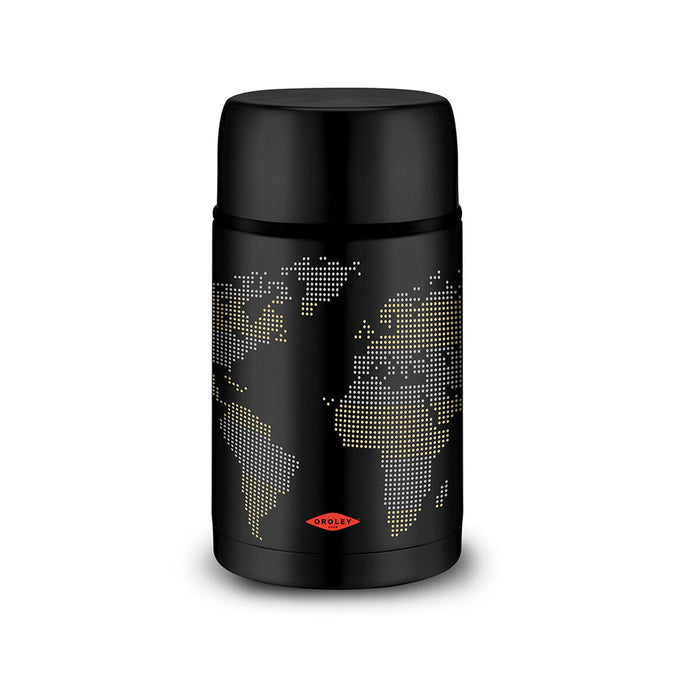 Thermos for Food Oroley Black Stainless steel 1 L World Map
