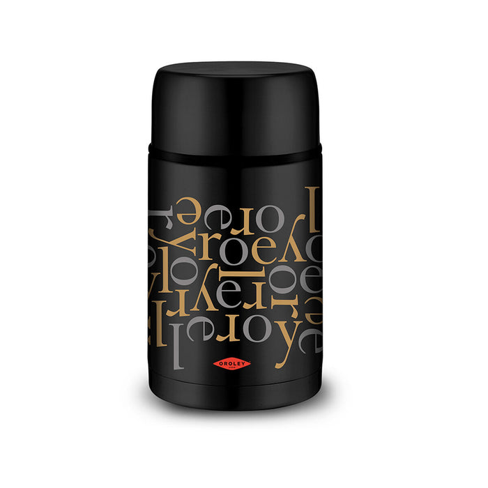 Thermos for Food Oroley Black Stainless steel 1 L Letters
