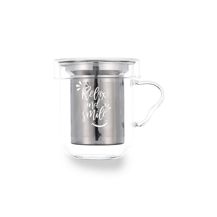Cup with Tea Filter Quid Serenia Transparent 350 ml (3 Pieces)