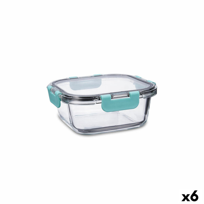 Hermetic Lunch Box Quid Purity Squared 800 ml Transparent Glass (6 Units)