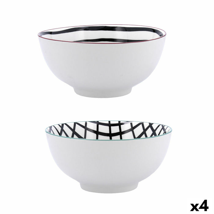 Bowl Bidasoa Zigzag Multicolour Ceramic 20 x 20 x 5 cm (4 Units)