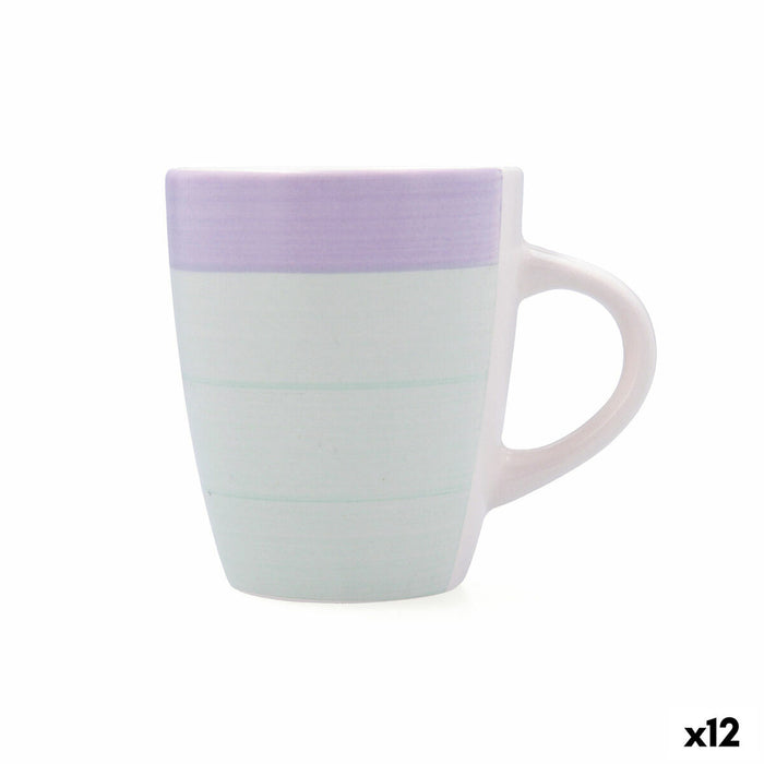 Cup Quid Kaleido Green Purple Ceramic 330 ml (12 Units)