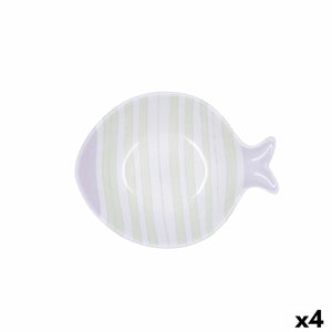 Bowl Quid Kaleido Bicoloured Ceramic Fish 15 x 13 x 4 cm (4 Units)