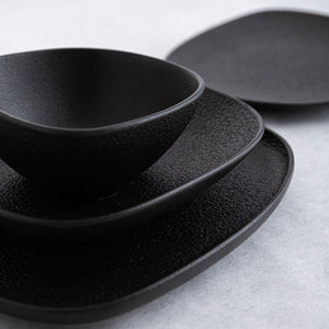 Snack tray Bidasoa Fosil Black Ceramic Aluminium Oxide 34 x 20,3 x 3 cm (6 Units)