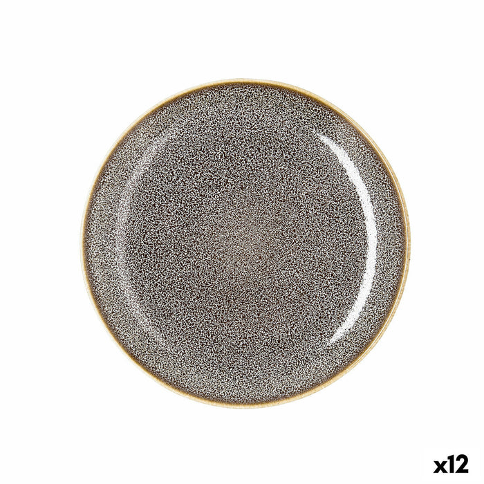 Flat Plate Ariane Jaguar Freckles Brown Ceramic 21 cm (12 Units)