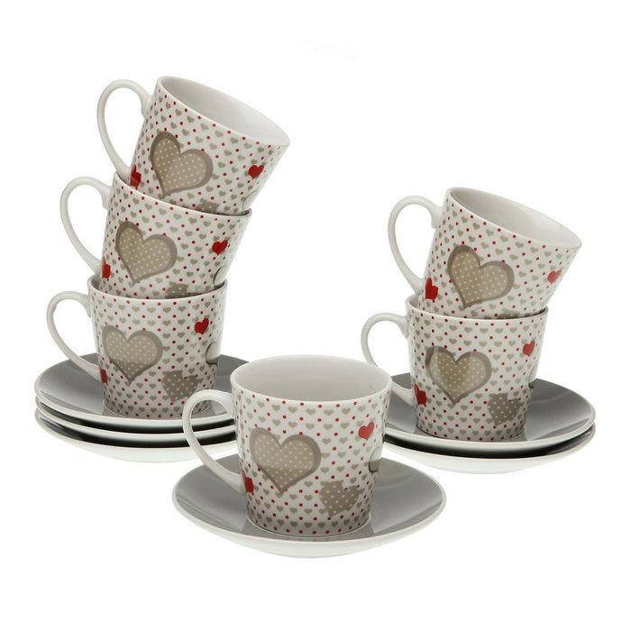 Set of Mugs with Saucers Versa Sweet Porcelain 9 x 14 x 14 cm 10,5 x 8 x 6 cm 14 x 14 x 2 cm