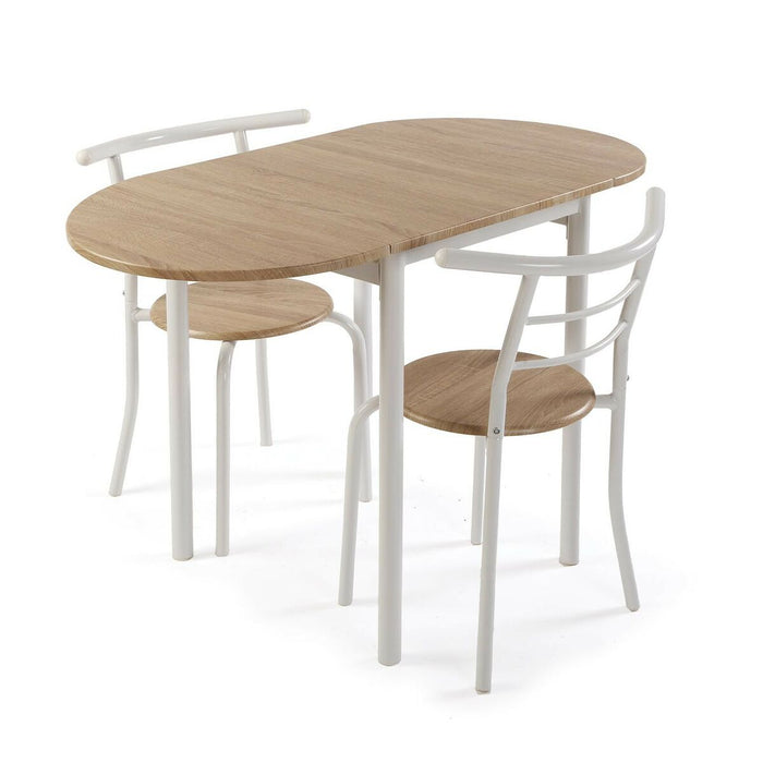 Table set with 2 chairs Versa White 55 x 77 x 61 cm Metal PVC MDF Wood