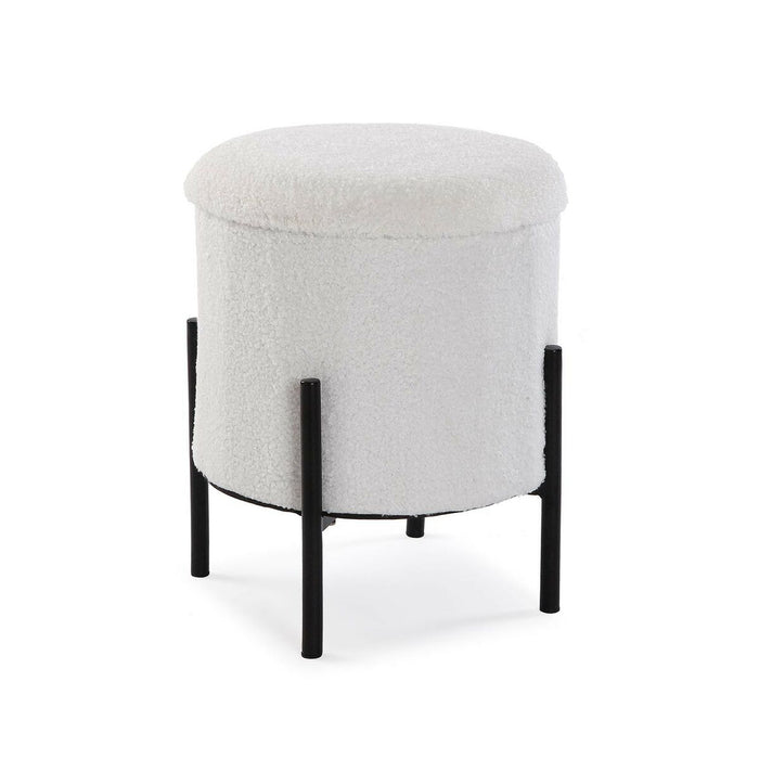 Stool with storage Versa Teddy White 30 x 38 x 30 cm