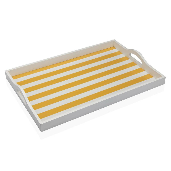 Tray Versa Yellow MDF Wood 30 x 5 x 45 cm Stripes