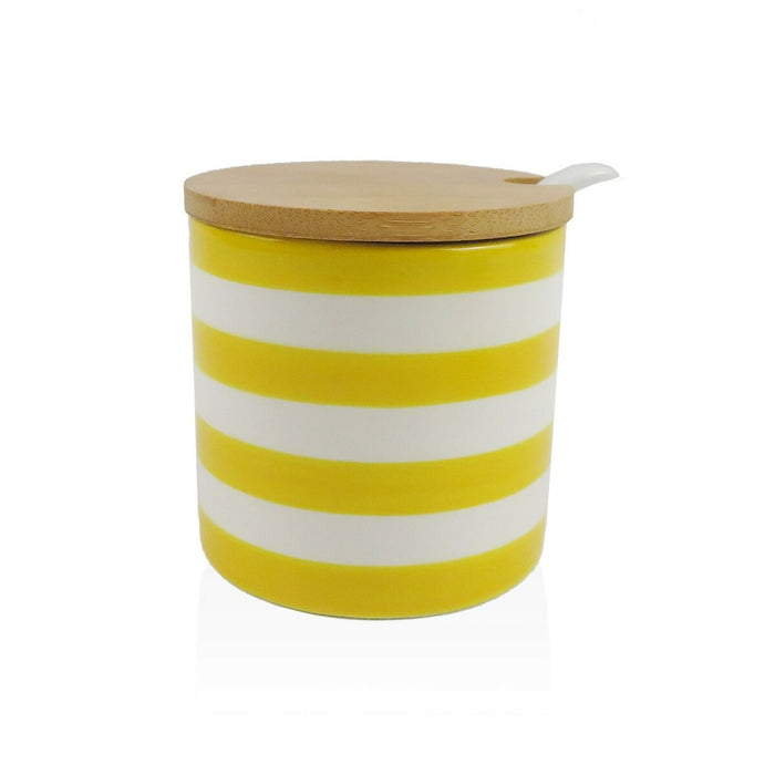 Sugar Bowl Versa Yellow Ceramic Dolomite 8 x 8 x 8 cm Stripes Circular