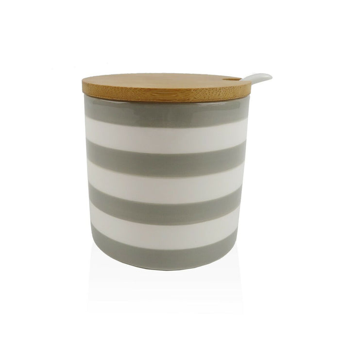 Sugar Bowl Versa Grey Ceramic Dolomite 8 x 8 x 8 cm Stripes Circular