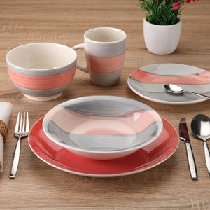 Dinnerware Set Versa Leanne Pink Stoneware 26,5 x 26,5 cm 18 Pieces