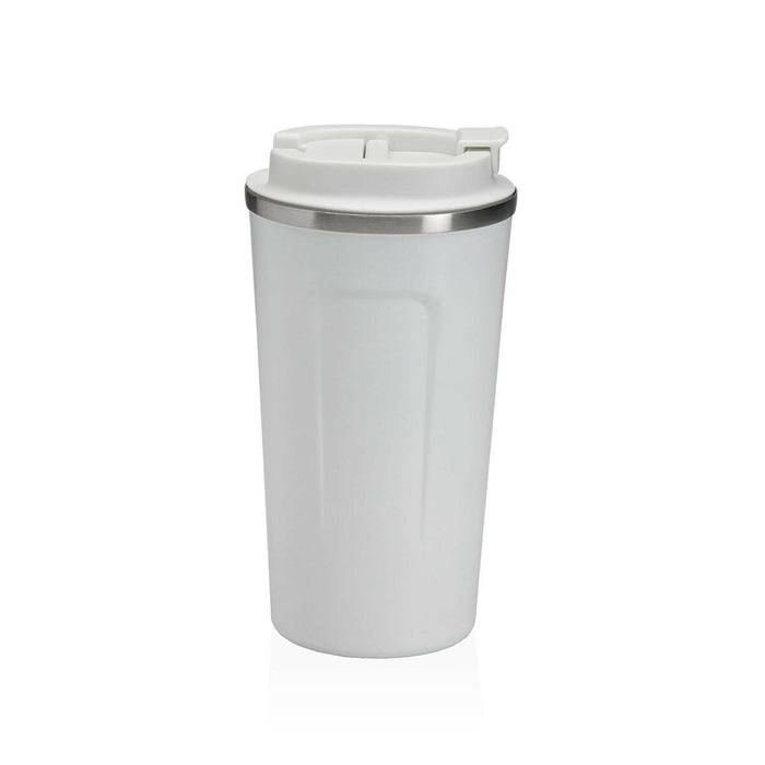 Glass with Lid Versa White Steel polypropylene 510 ml