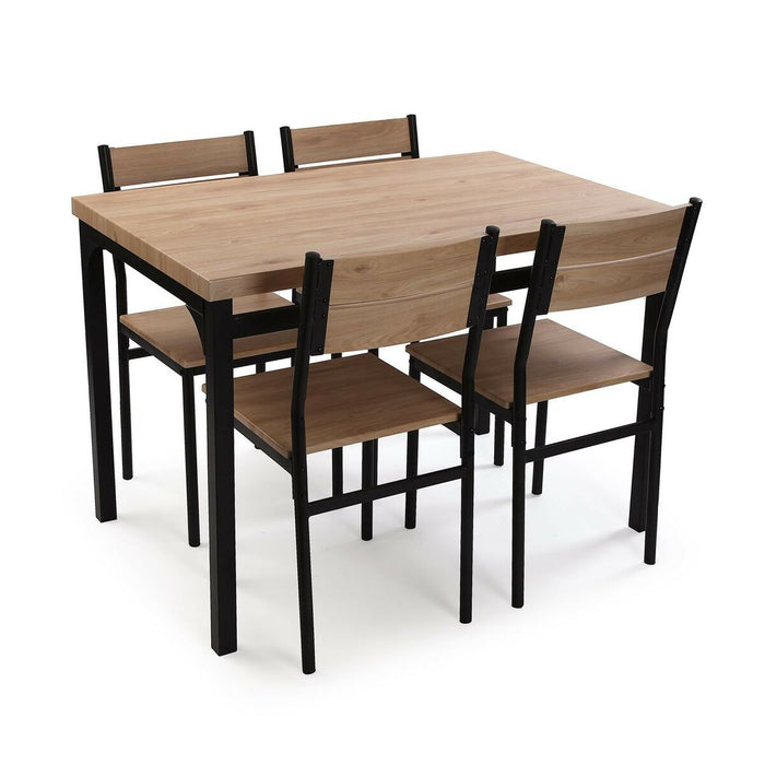 Table set with 4 chairs Versa PVC Metal MDF Wood 70 x 76 x 110 cm