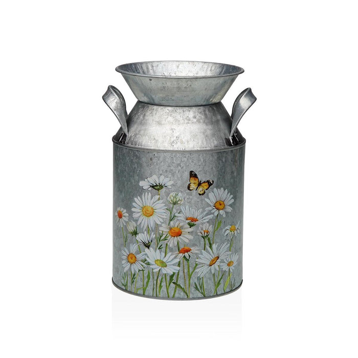 Vase Versa Grey Metal Flowers 13 x 15,5 x 21 cm
