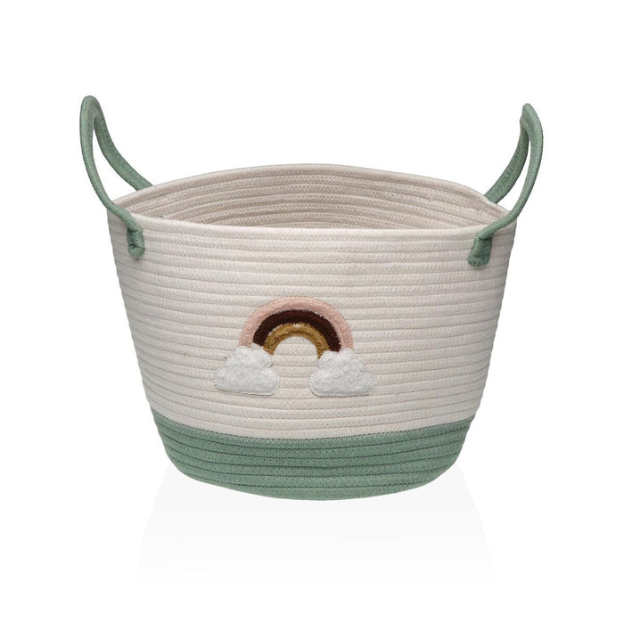 Basket Versa White Green polypropylene Fibre Rainbow 28 X 25 X 28 CM