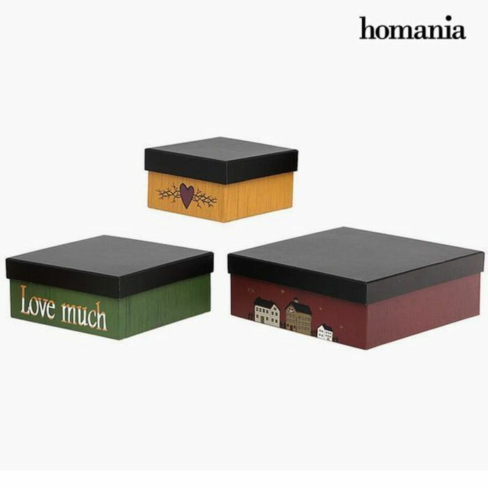 Decorative box Homania (3 pcs) Multicolour Cardboard (3 Pieces) (3 Units) (1 Unit)