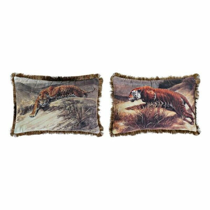 Cushion DKD Home Decor 8424001718016 Animal Polyester Aluminium Colonial (2 Units)